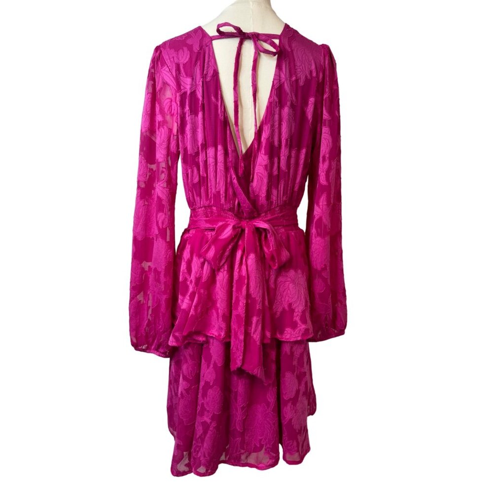NWT Band Of The Free Large Fuchsia Pink Textured Long Sleeve Mini Dress - Picture 9 of 16